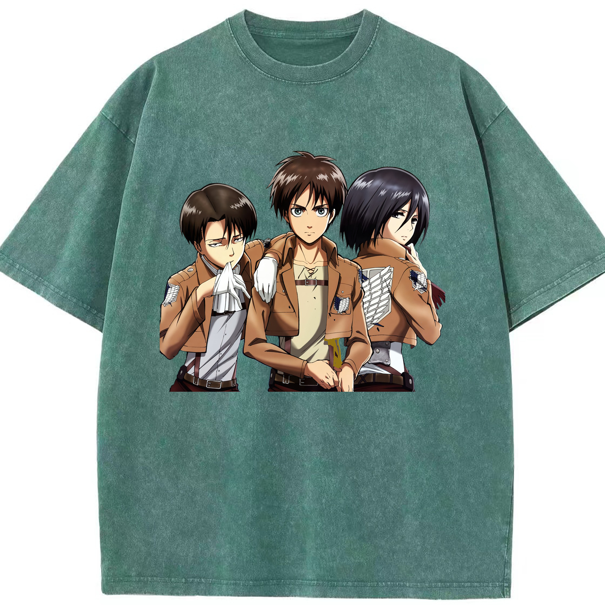 （画像用） 進撃の巨人 エレン･イェーガー Attack on Titan Eren Jäger 綿100% ヴィンテージ風 半袖Tシャツ（フロントプリント）